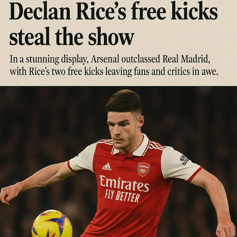 Arsenal demolishes Real Madrid 3-0; Declan Rice's free kicks steal the show