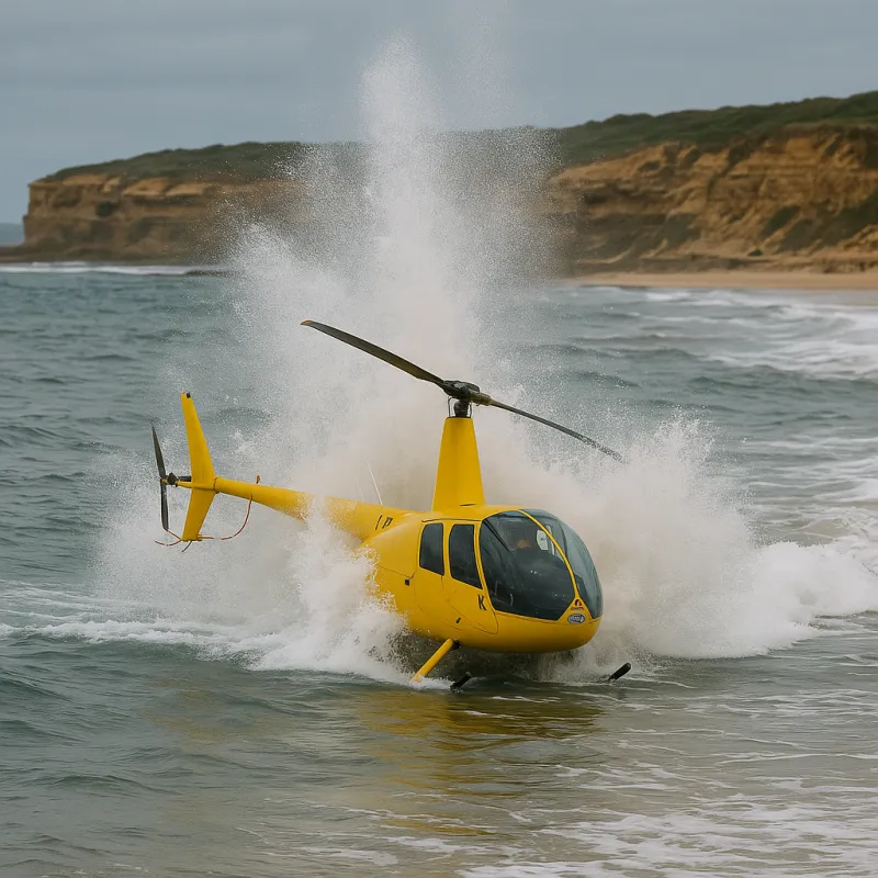 Helicopter Takes a Dive, Coastline Gets a Surprise Splash
